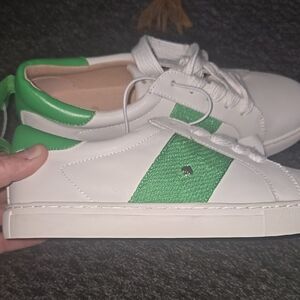 kate spade White and Green Leather Athletic Sneakers